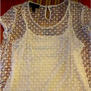 INC delicate White lace overlay with tank top. Size Xl